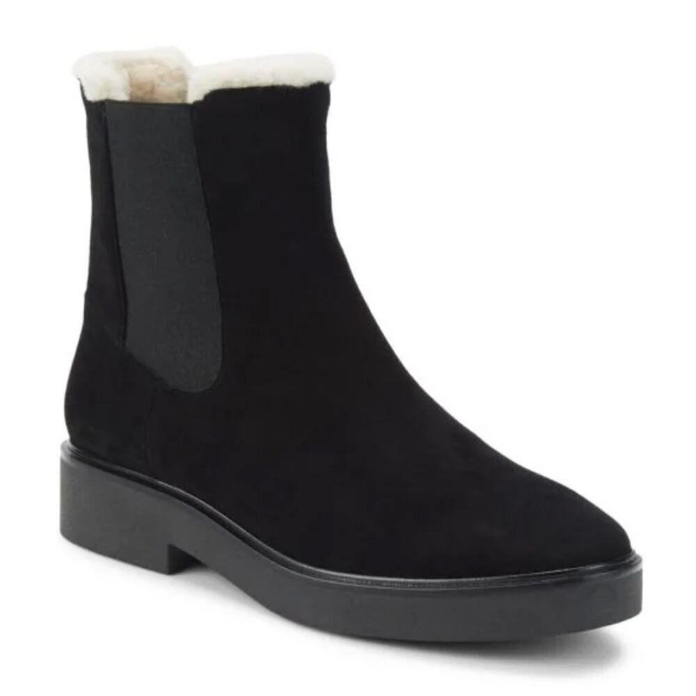 Stuart Weitzman Alpine Faux Fur Lined Suede Chelsea Boots Size 5 New